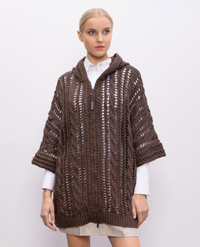 Brunello Cucinelli Brown openwork jute cardigan M3Y351806