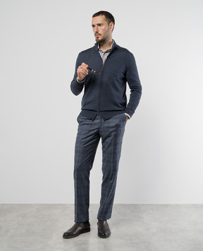 ISAIA Blue check wool and cashmere pants 0073158333K