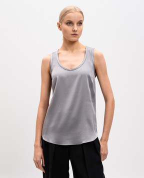 Brunello Cucinelli Gray silk top M0C59E0600