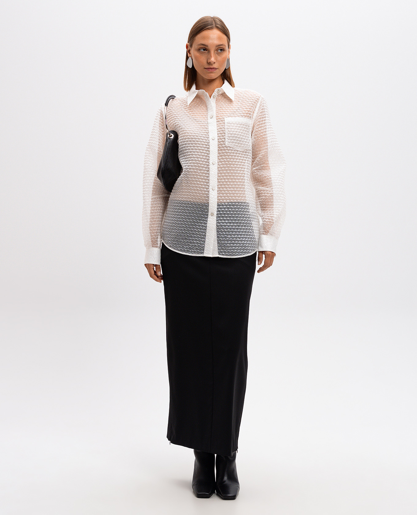 White blouse with silk with bubble wrap effect Helmut Lang 2