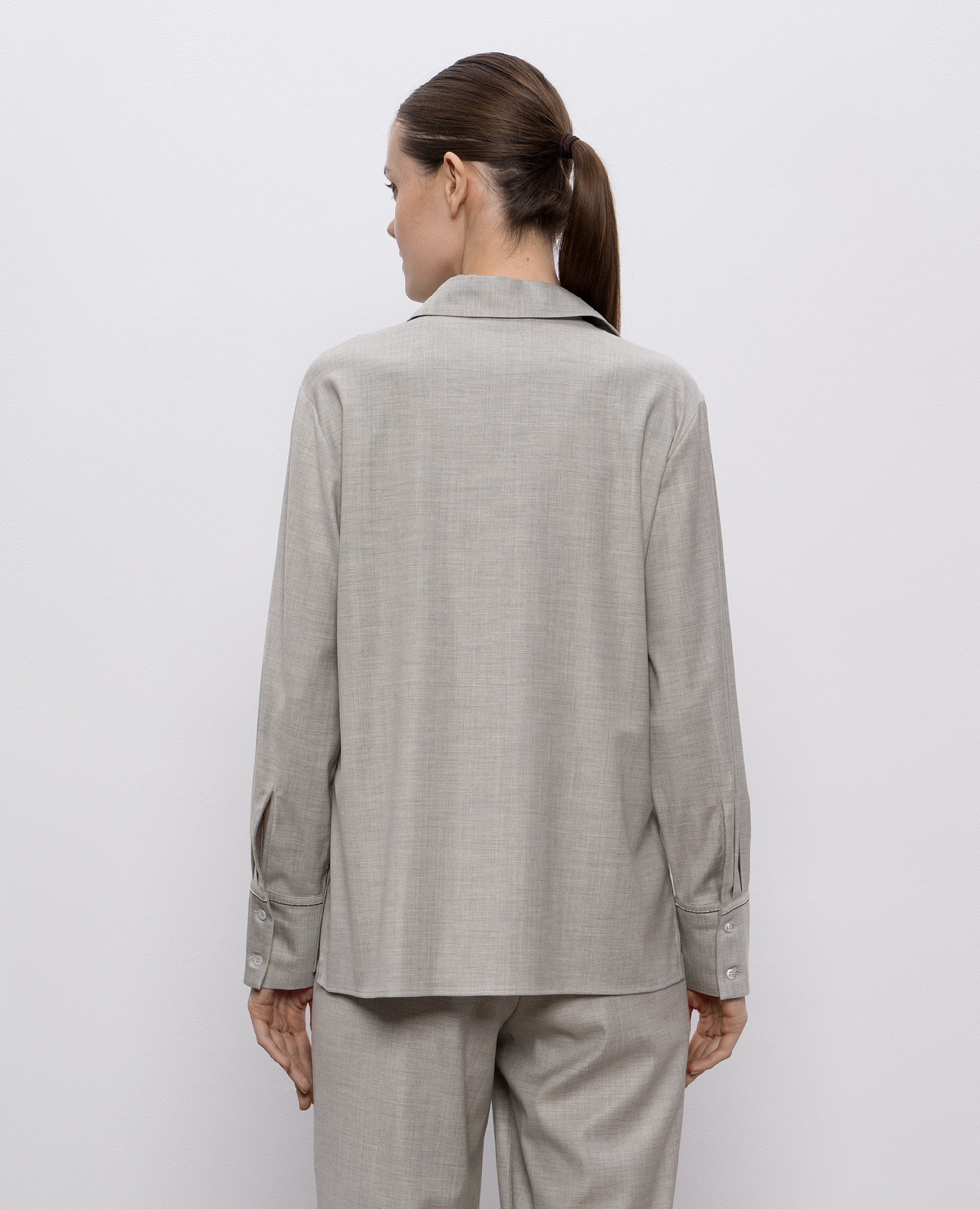 Gray wool shirt with monil chain Peserico 4