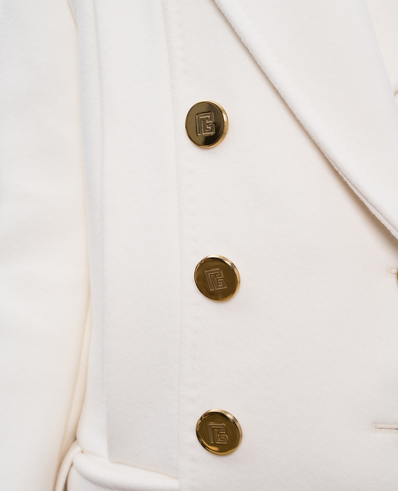 Beige double-breasted cropped coat made of wool and cashmere Balmain 5