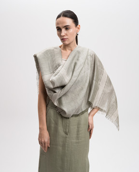 Peserico Green stole with linen and silk S31501C0CC435
