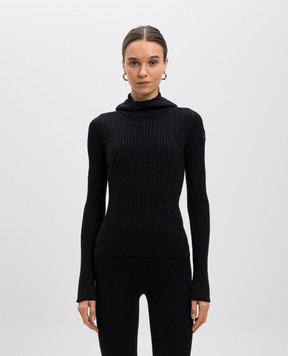 Moncler Black hoodie with ribbed wool J20939G00004M1259