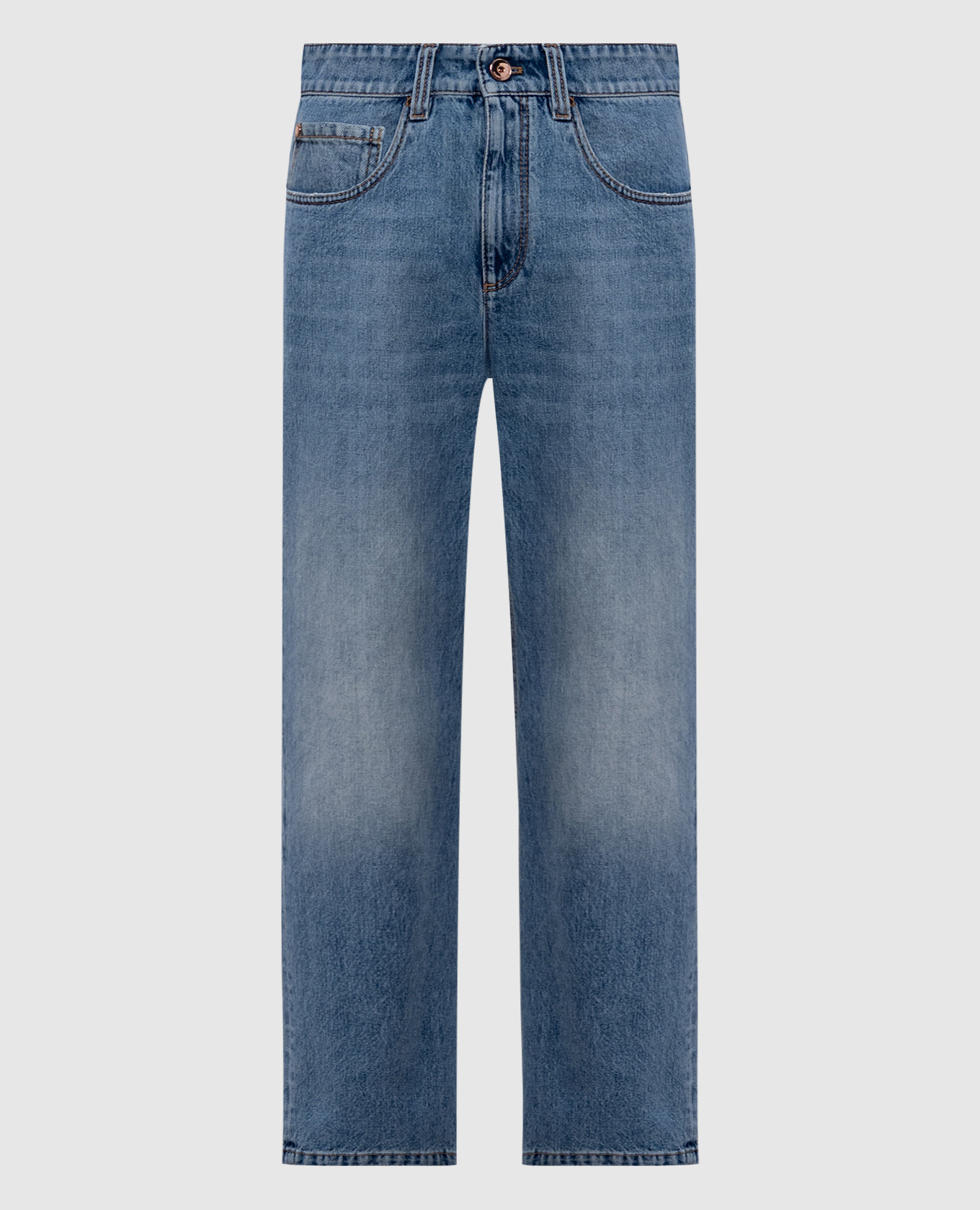 Blue jeans with logo patch Brunello Cucinelli