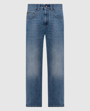 Brunello Cucinelli Blue jeans with logo patch MA095P5758