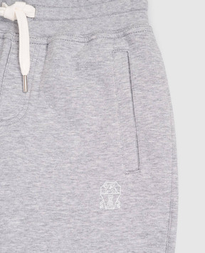 Brunello Cucinelli Children's grey melange joggers with logo print BW863E347B