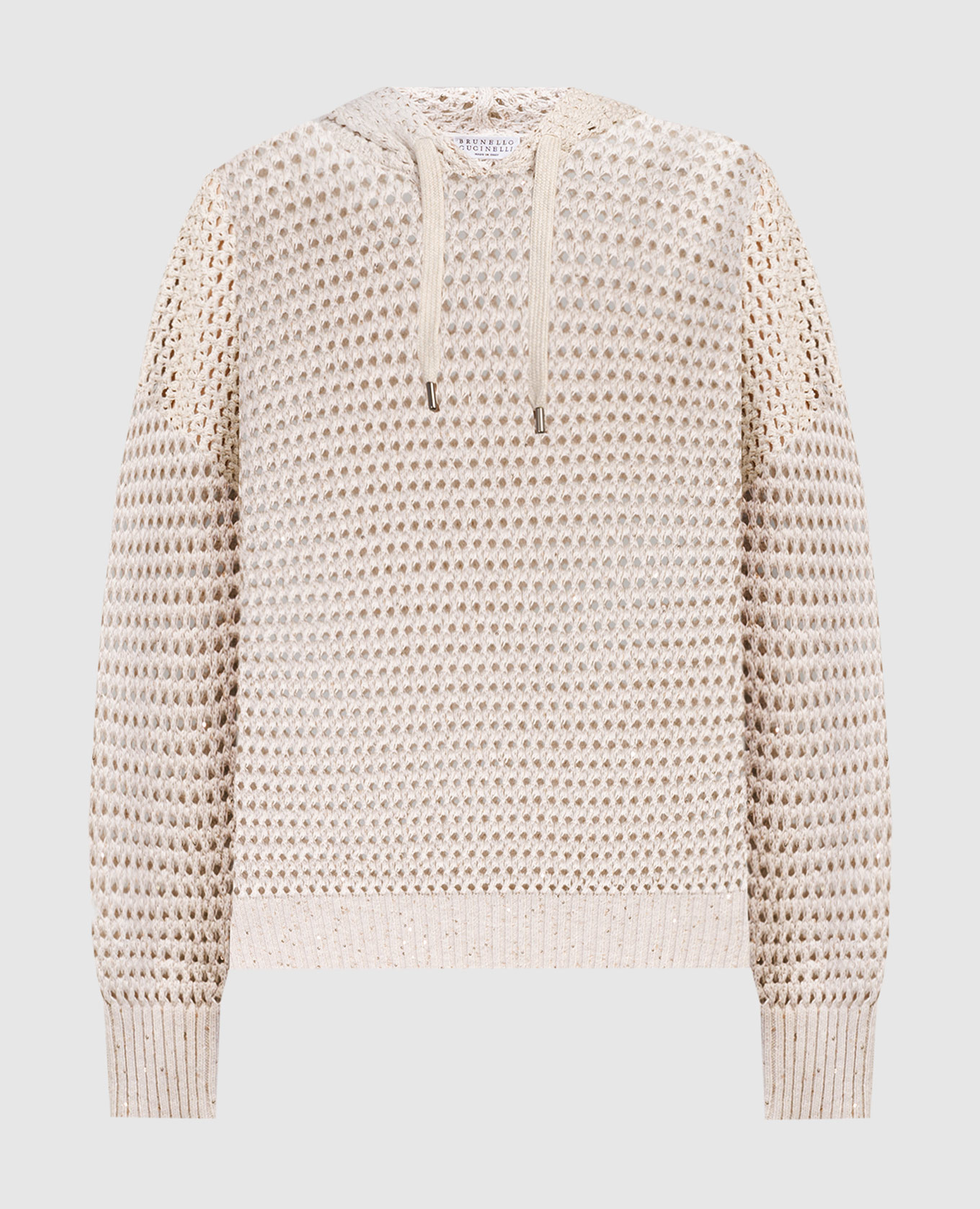 

Beige openwork hoodie with sequins Brunello Cucinelli