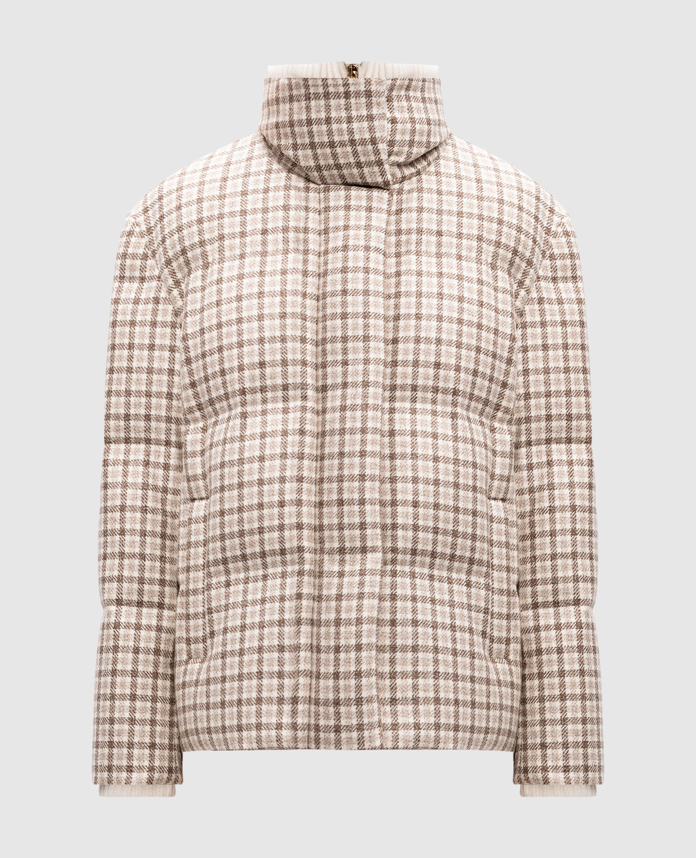 

Beige checked cashmere down jacket Enrico Mandelli, Бежевый