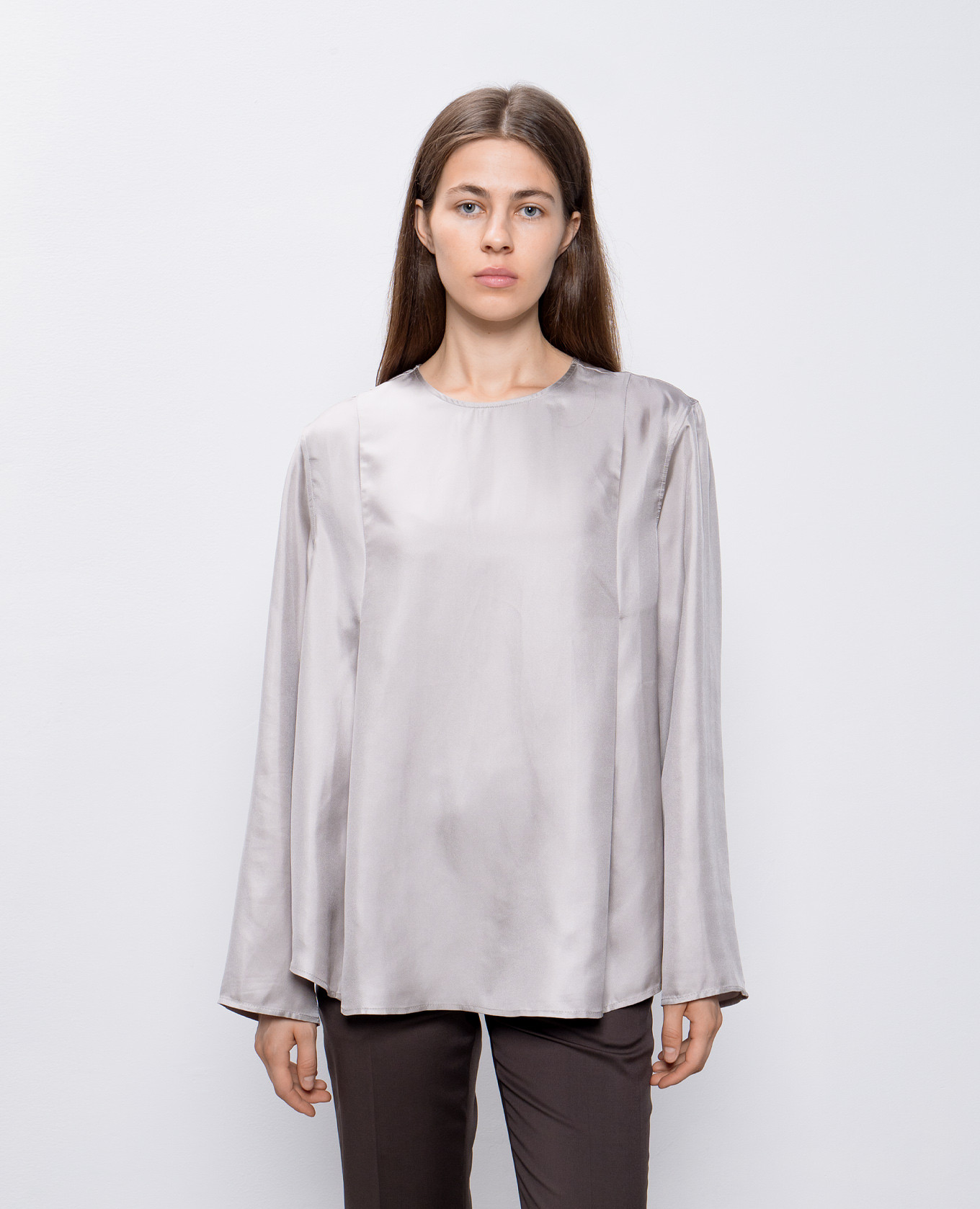 ADALYN gray silk blouse Lou Lou Studio 3