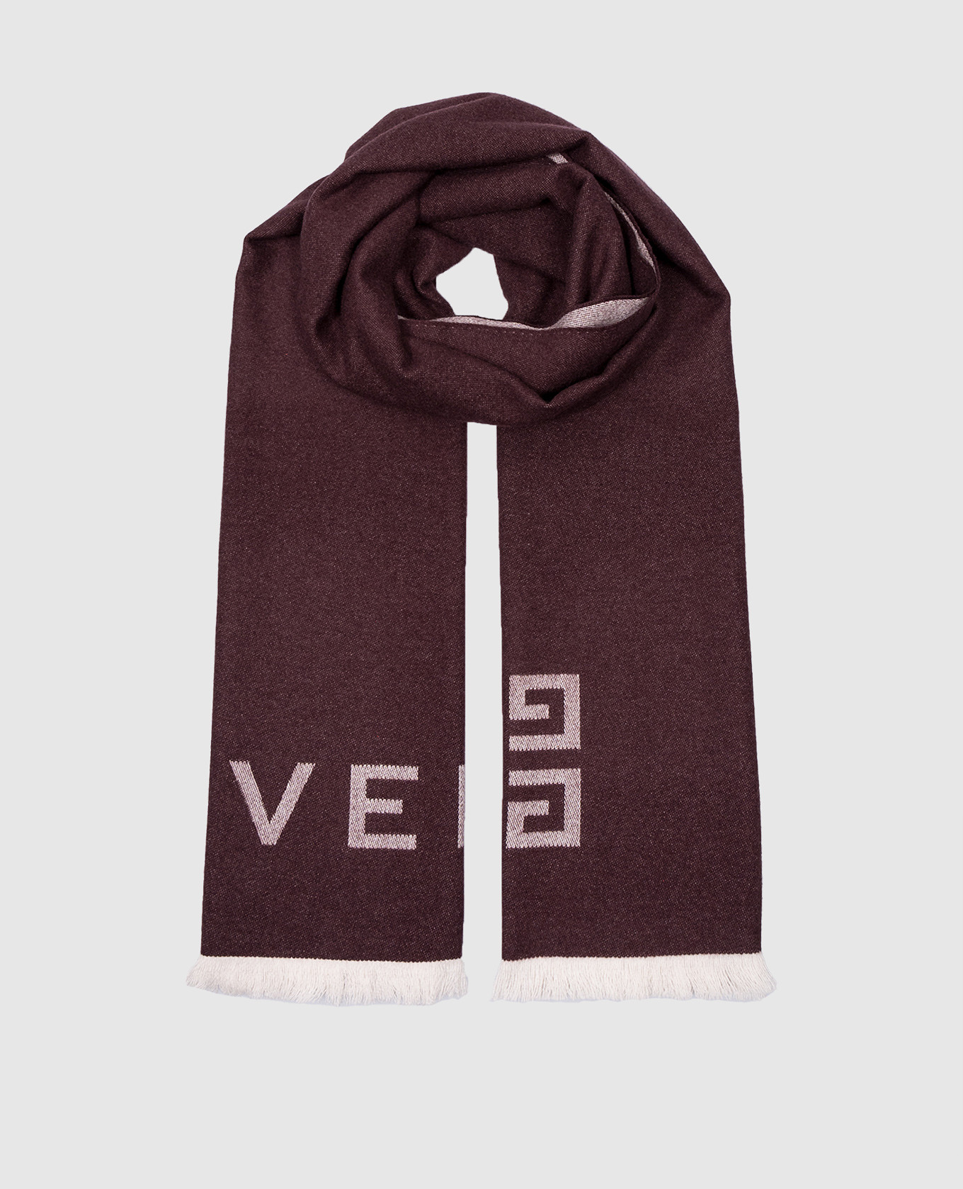 Burgundy wool and silk scarf with jacquard logo pattern Givenchy