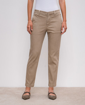 Brunello Cucinelli Beige pants with monil chain MA080P5729