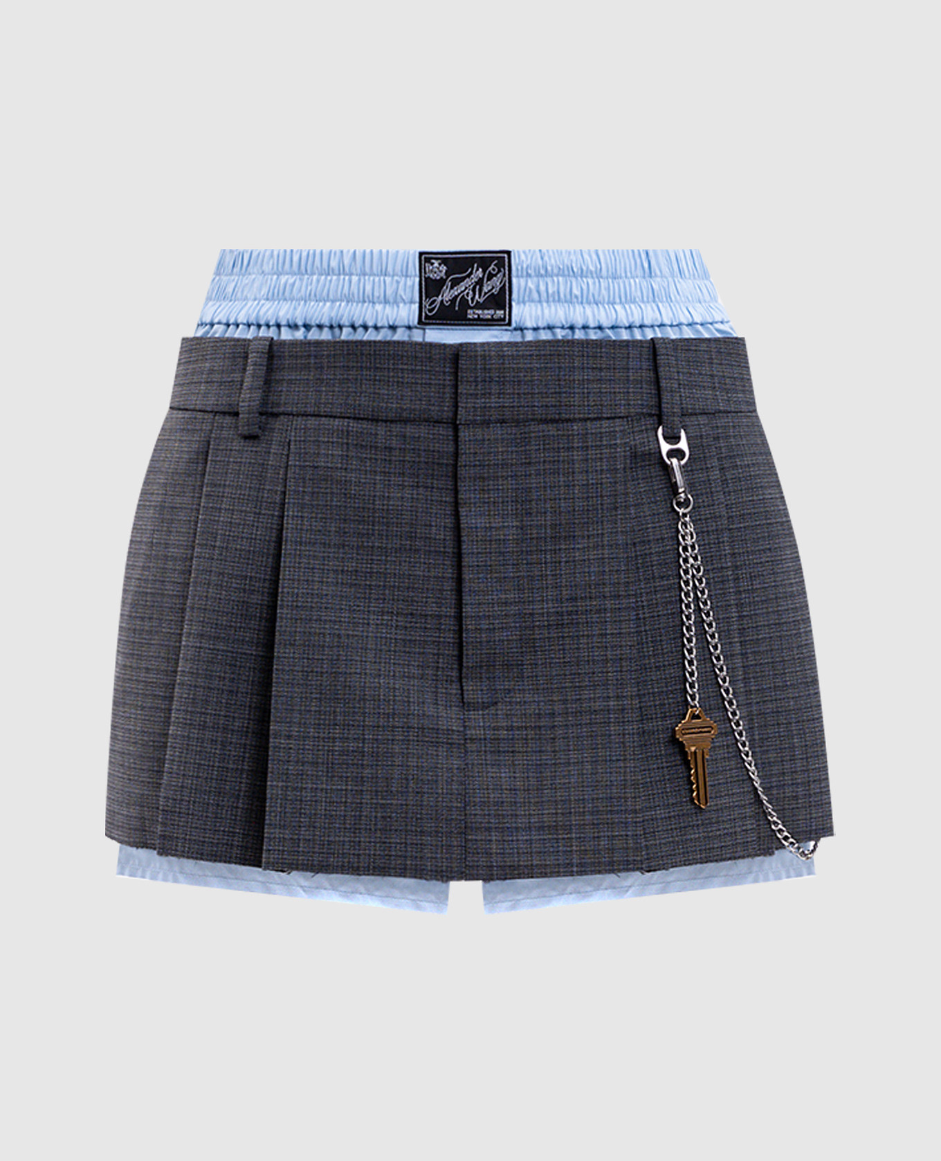 Gray wool checkered skirt-shorts Alexander Wang