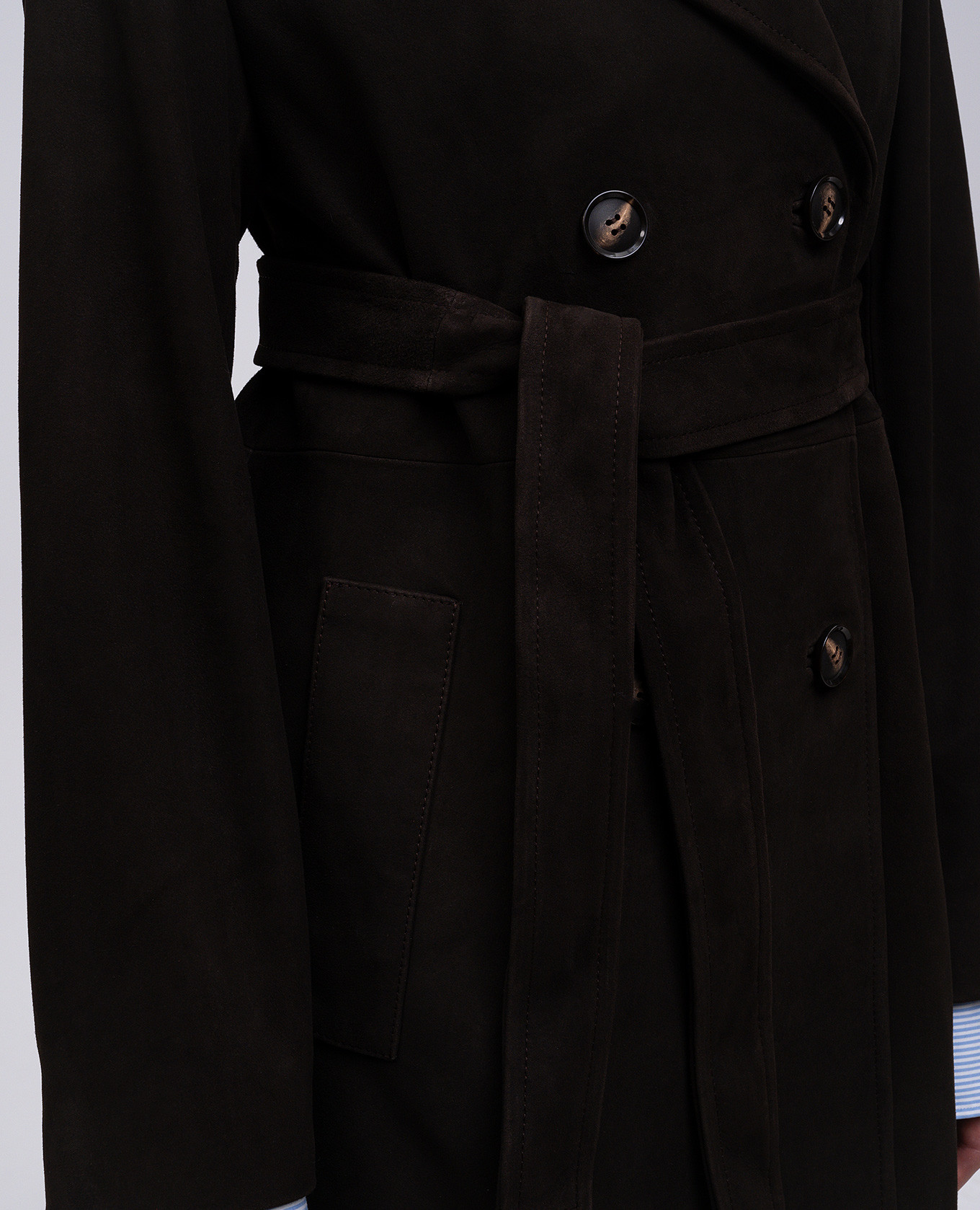 Brown suede double-breasted coat Babe Pay Pls 5
