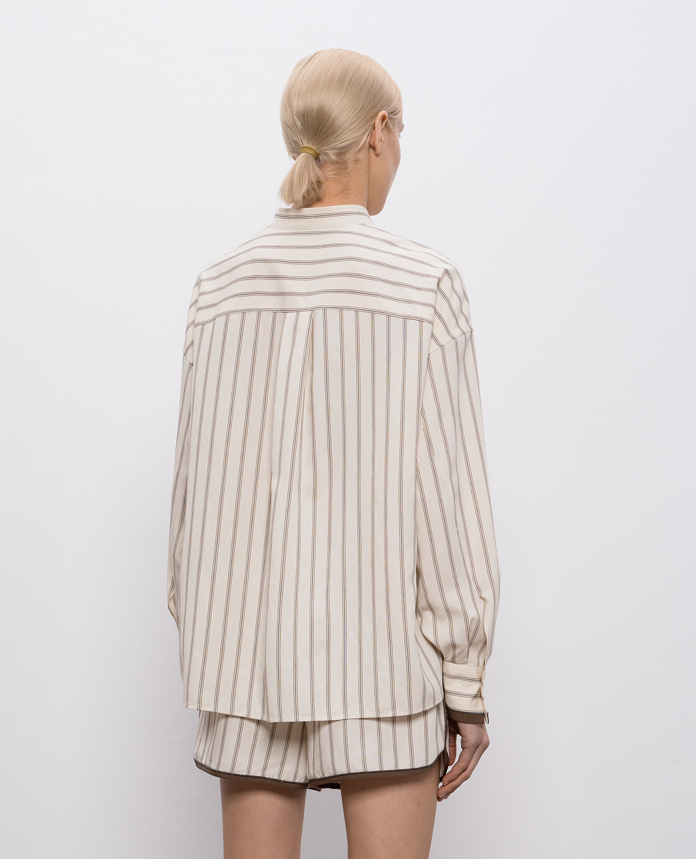 Beige striped shirt Brunello Cucinelli 4