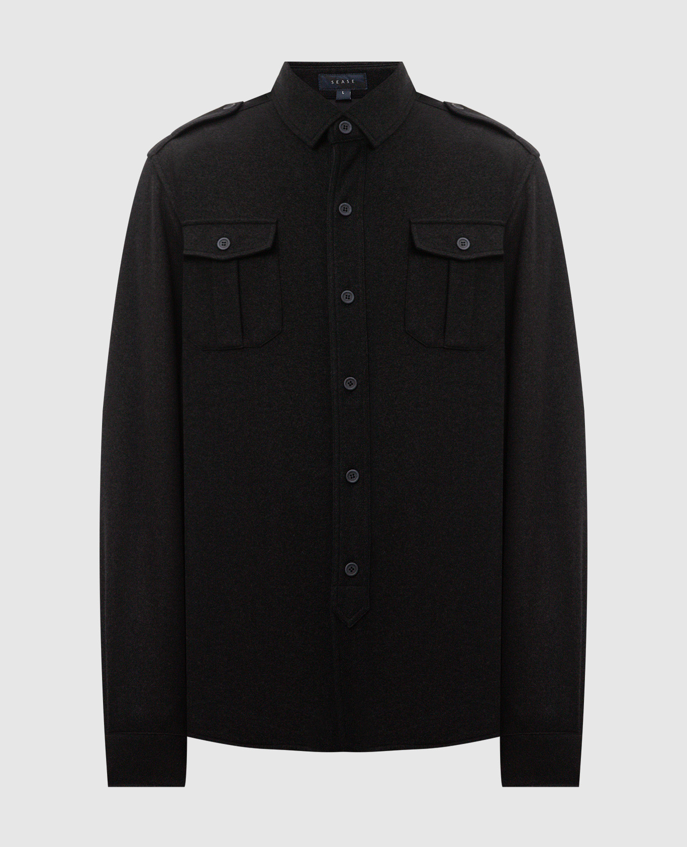 Black shirt with wool sease