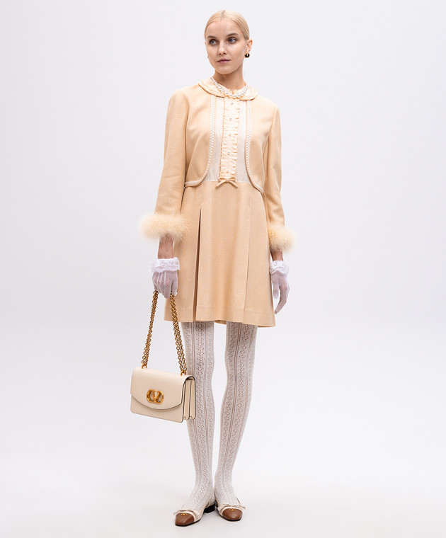valentino beige dress Beige Check Bodycon Dress Sleeveless Square Neck Seamless main image 0