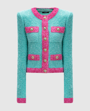 Balmain Green cardigan with lurex DF1SK249KG70
