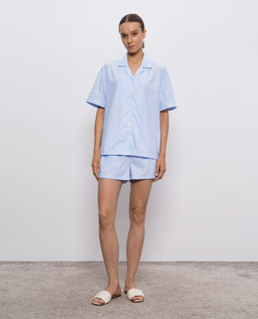 Dore & Rose Blue striped pajama shirt with logo SHORSLEEVESTRIPEDPJTOP