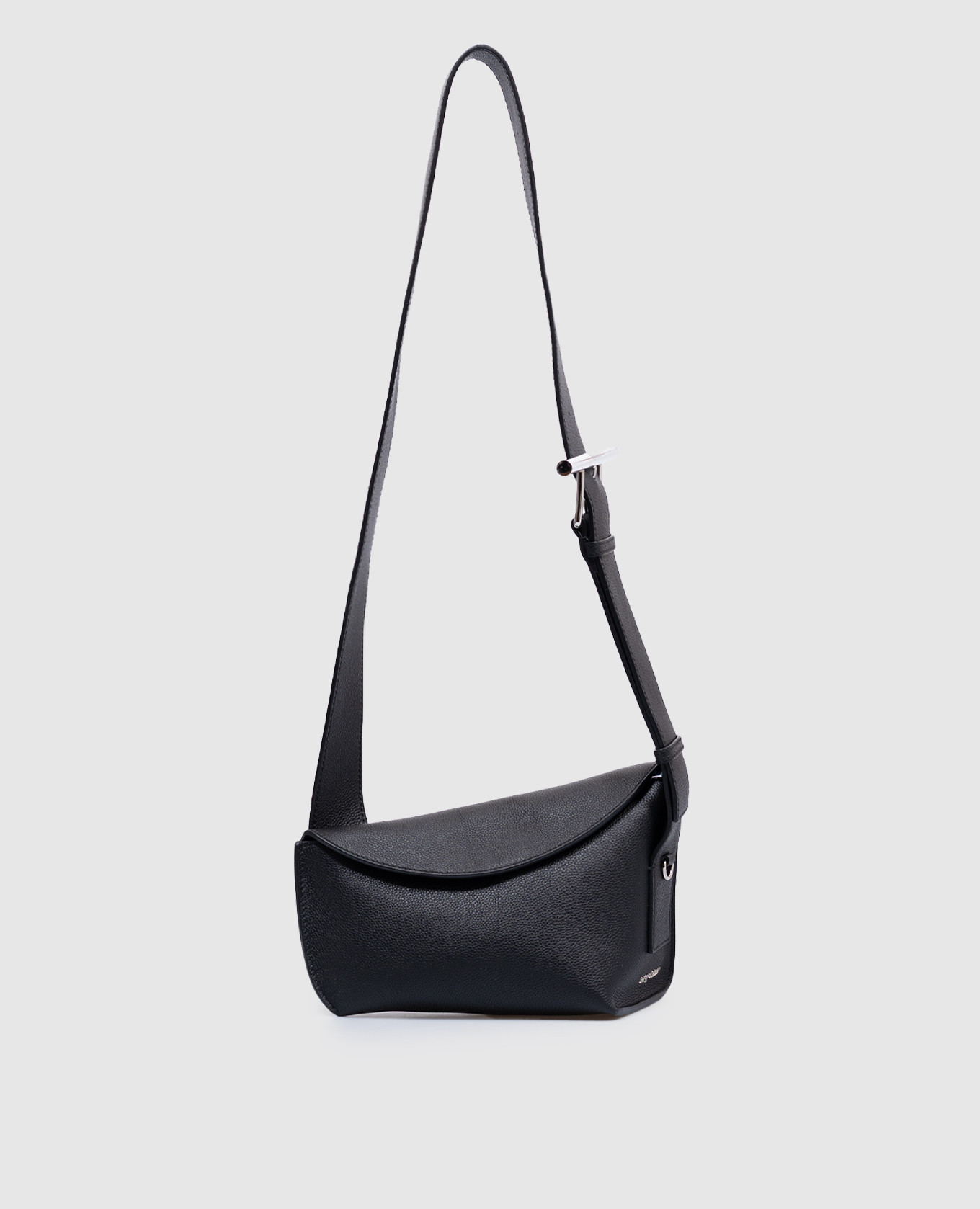 

Black leather T-bar bag with asymmetric cut and logo Alexander McQueen