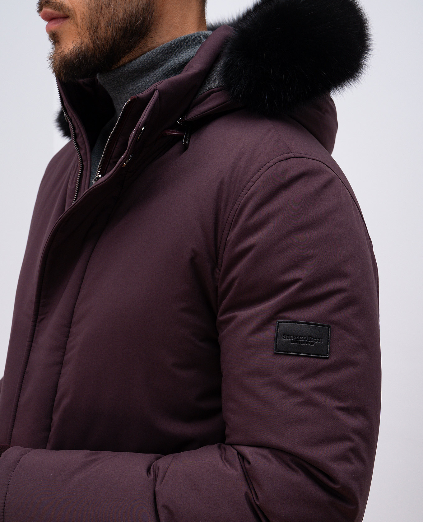 

Purple down jacket with fur and logo patch Stefano Ricci, Violet