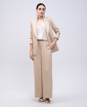 Peserico Beige striped linen double-breasted jacket S01168A00658