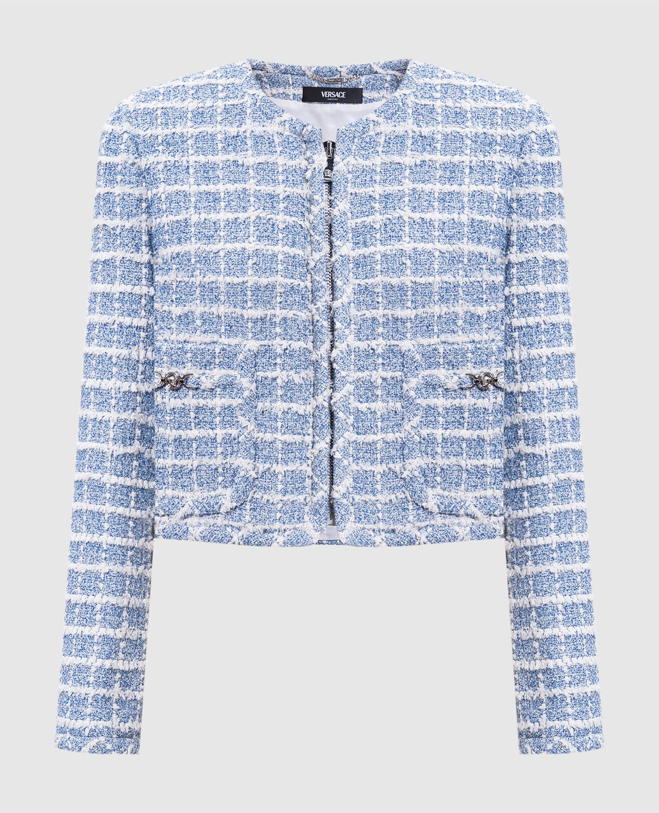 Blue tweed checkered jacket Versace