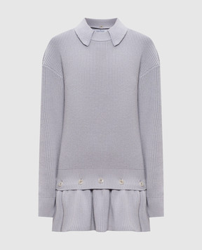 Rokh Gray wool sweater with removable peplum R3CA104