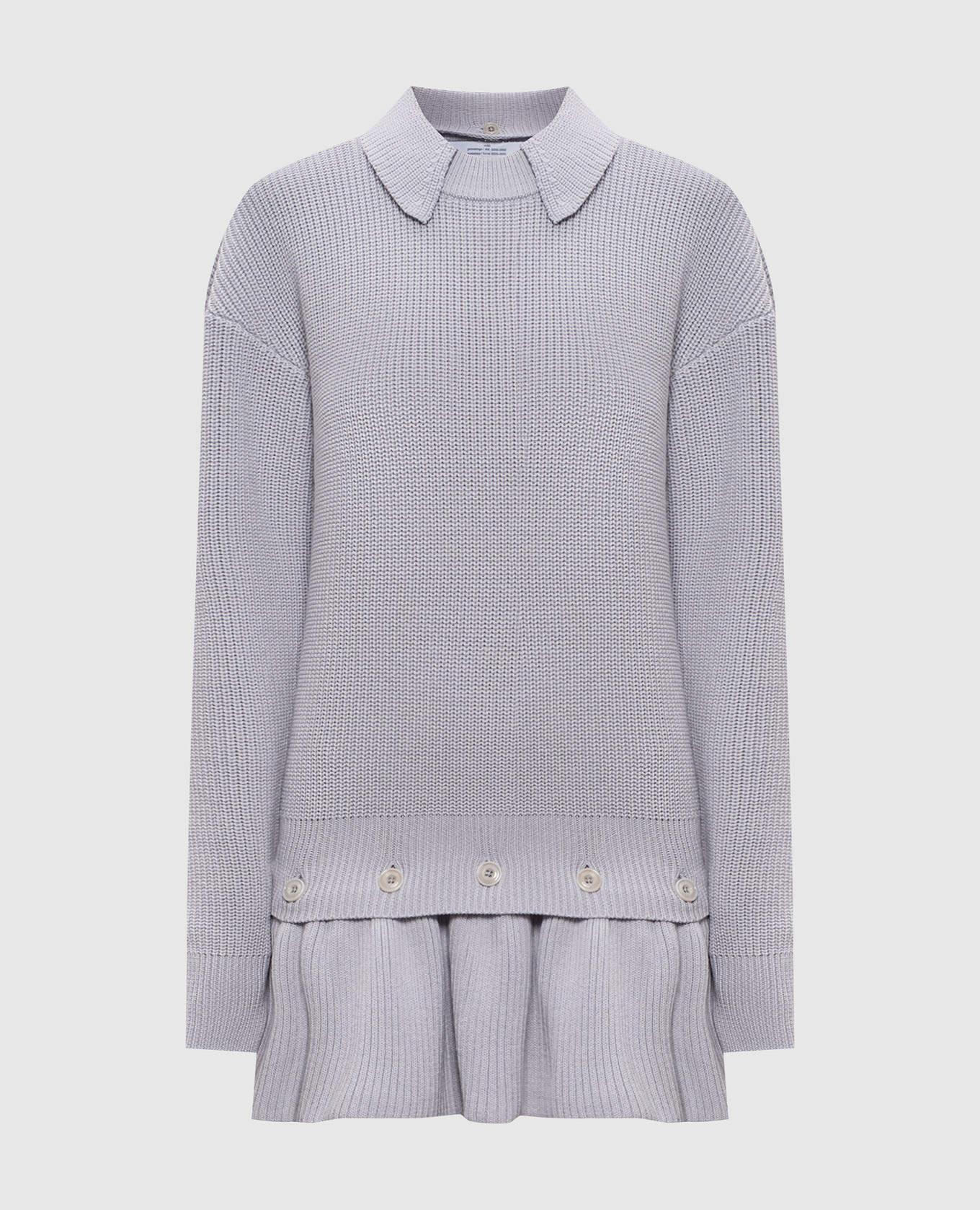 Gray wool sweater with removable peplum Rokh