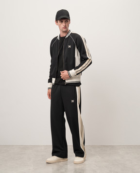 Palm Angels Black sports jacket with logo embroidery PMBD080F24FAB001
