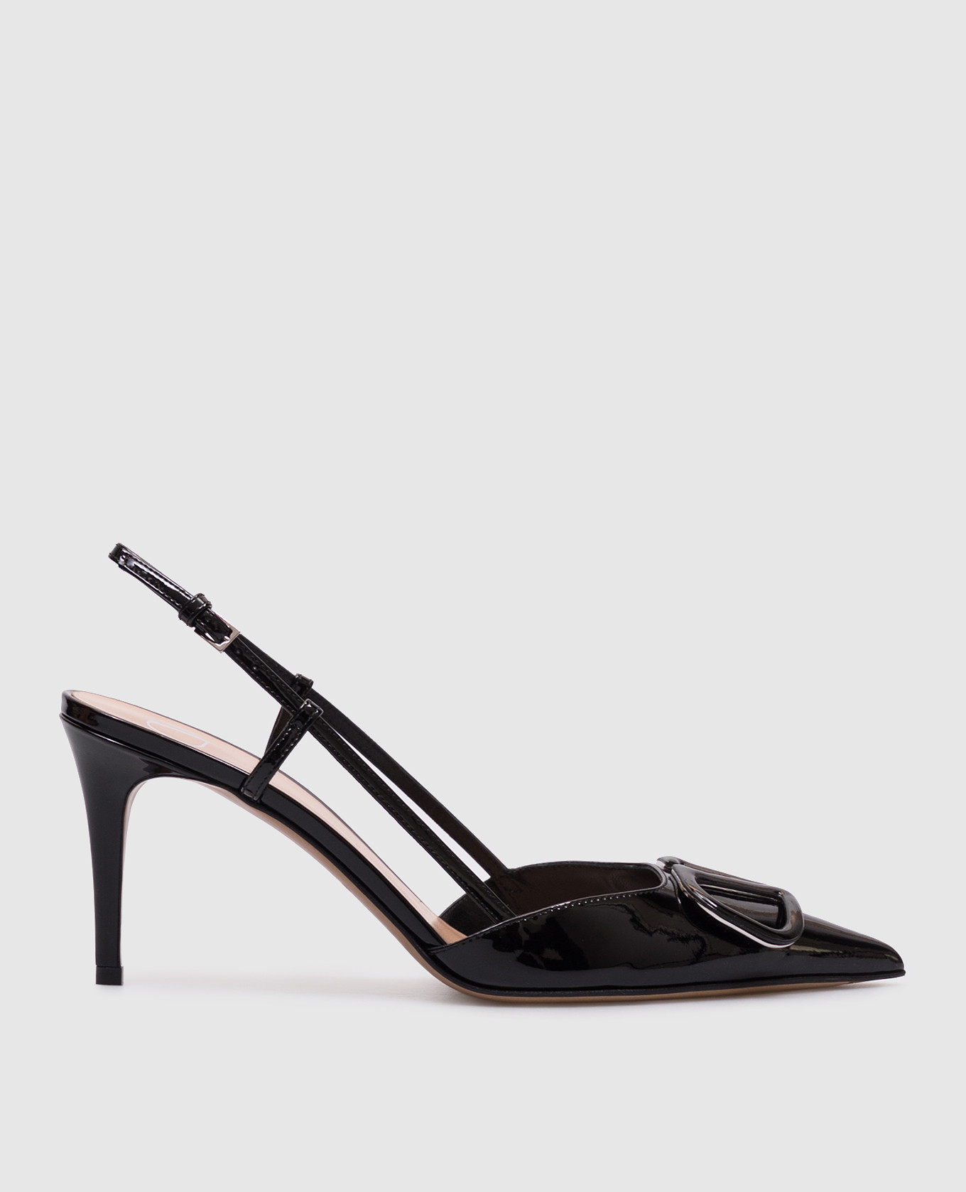 VLogo Black Patent Leather Slingbacks Valentino