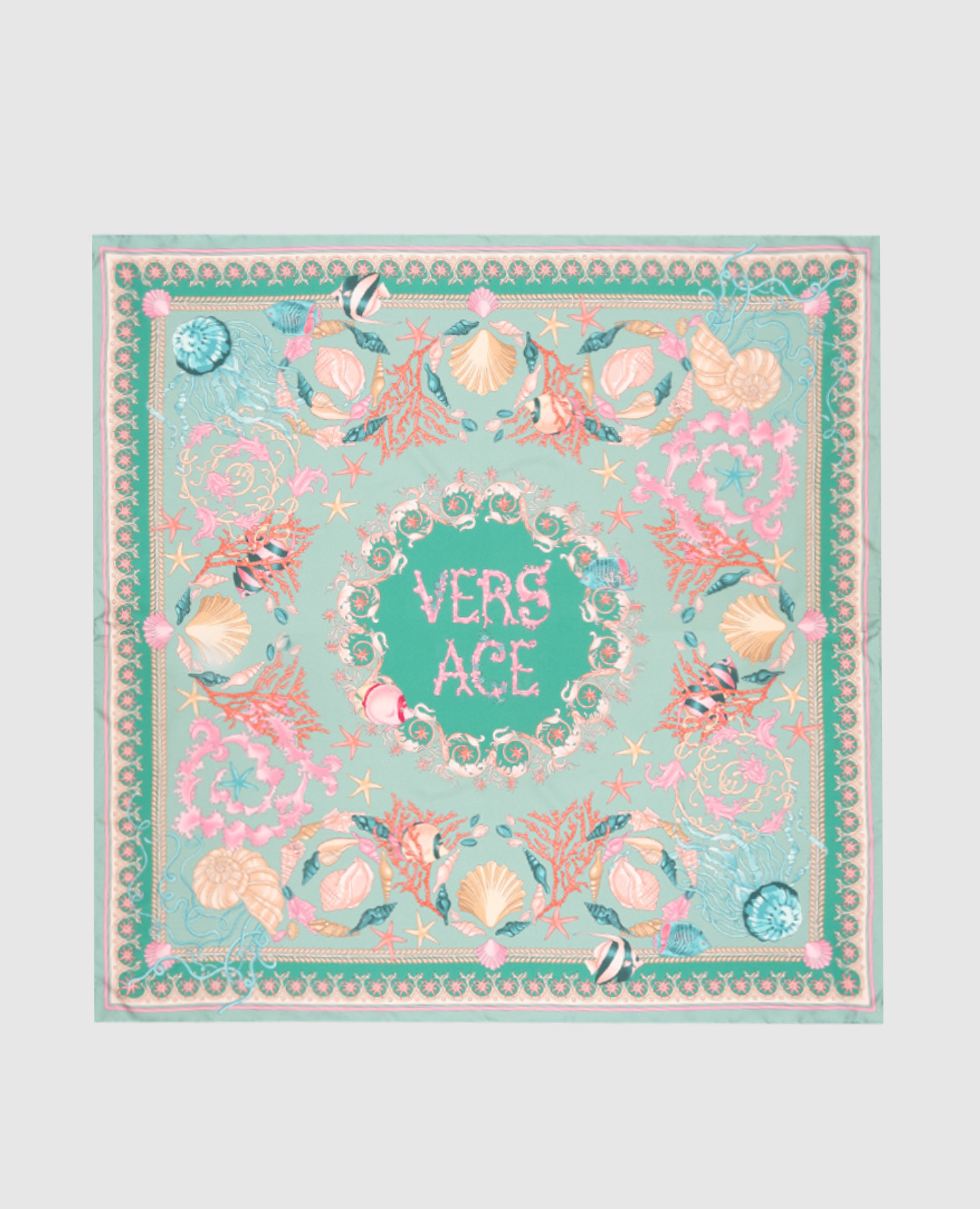 

Green printed silk scarf Versace