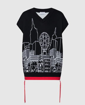 Off-White Black patterned Skyline vest OMHZ019S24KNI001