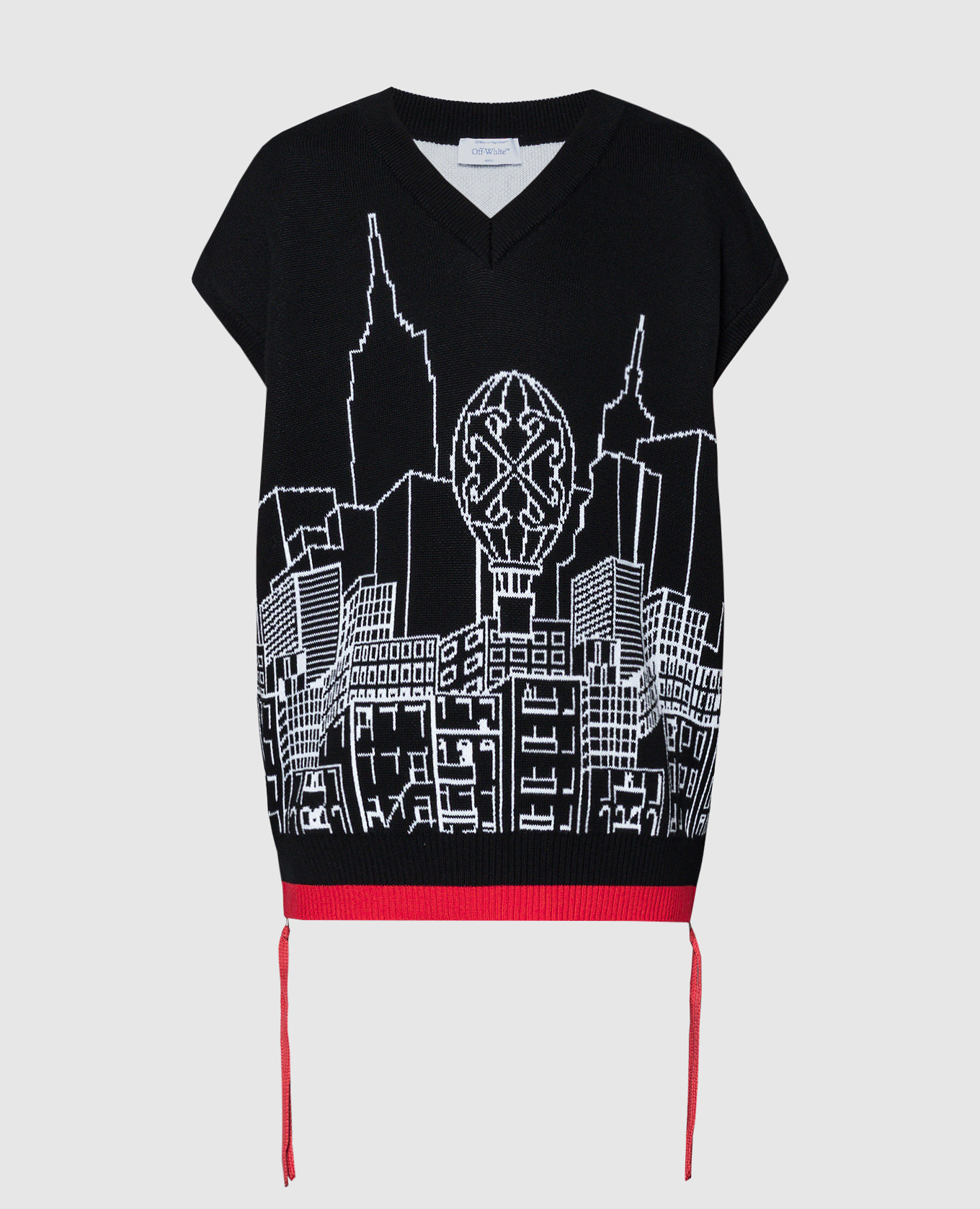 

Black patterned Skyline vest Off-White