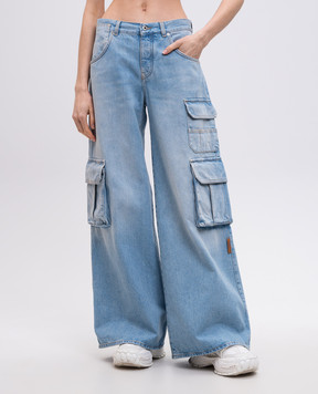 Off-White Blue cargo jeans with logo OWYB019S25DEN002