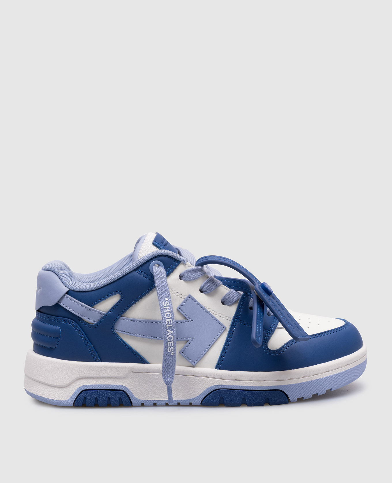Children's blue leather out of office sneakers with a logo off-white
