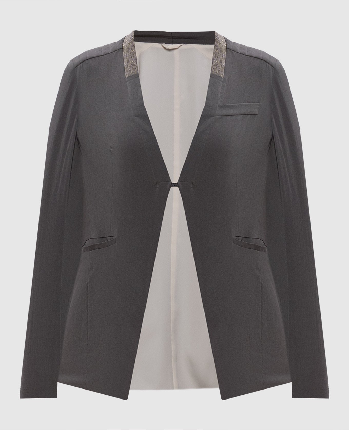 

Gray silk jacket with monil chain Brunello Cucinelli, Grey