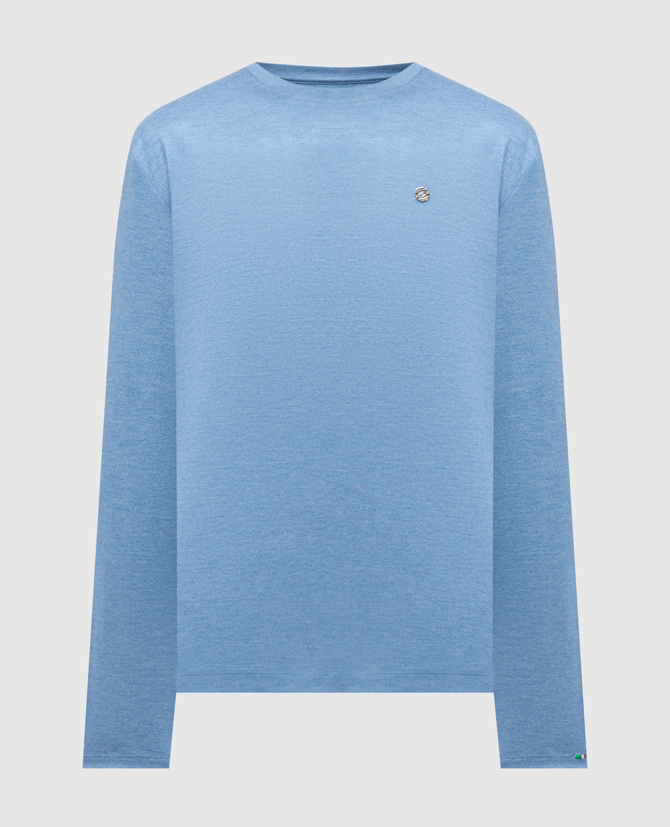 

Blue silk long sleeve shirt with emblem Stefano Ricci, Light blue