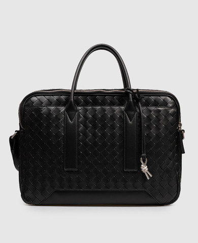 Bottega Veneta - Black leather travel bag with weaving 710058V0E51
