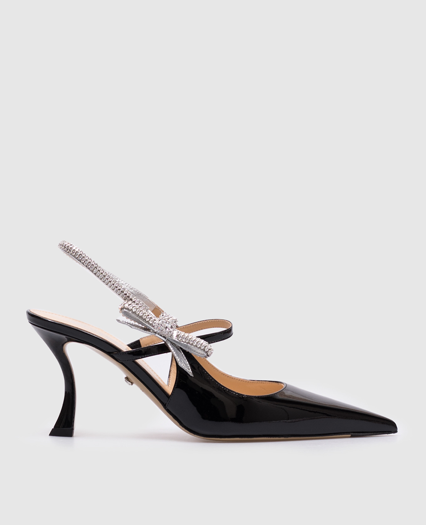 Black patent leather slingbacks with crystals Mach&Mach