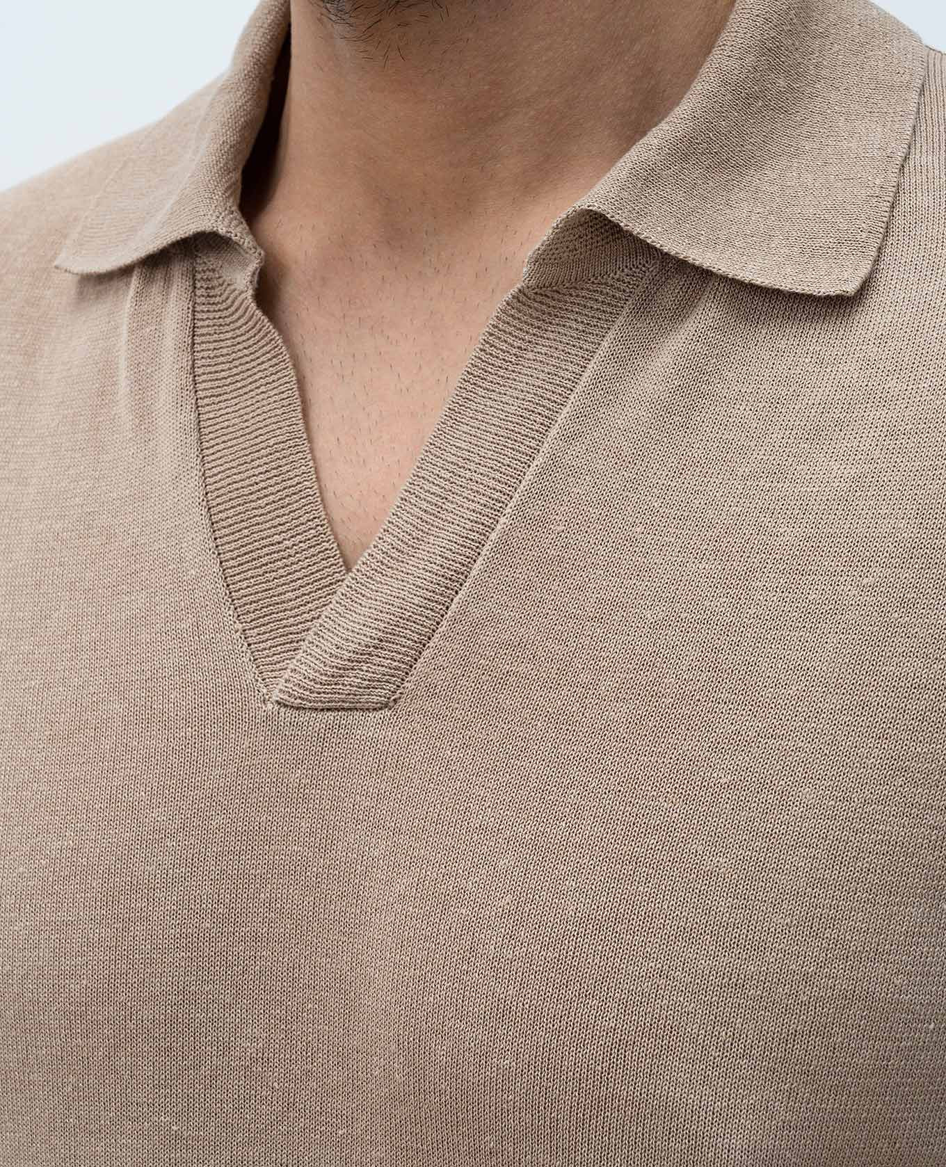

Beige polo with linen Peserico