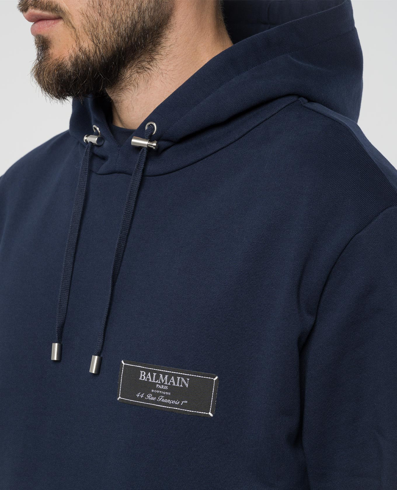 Blue hoodie with logo patch Balmain 5