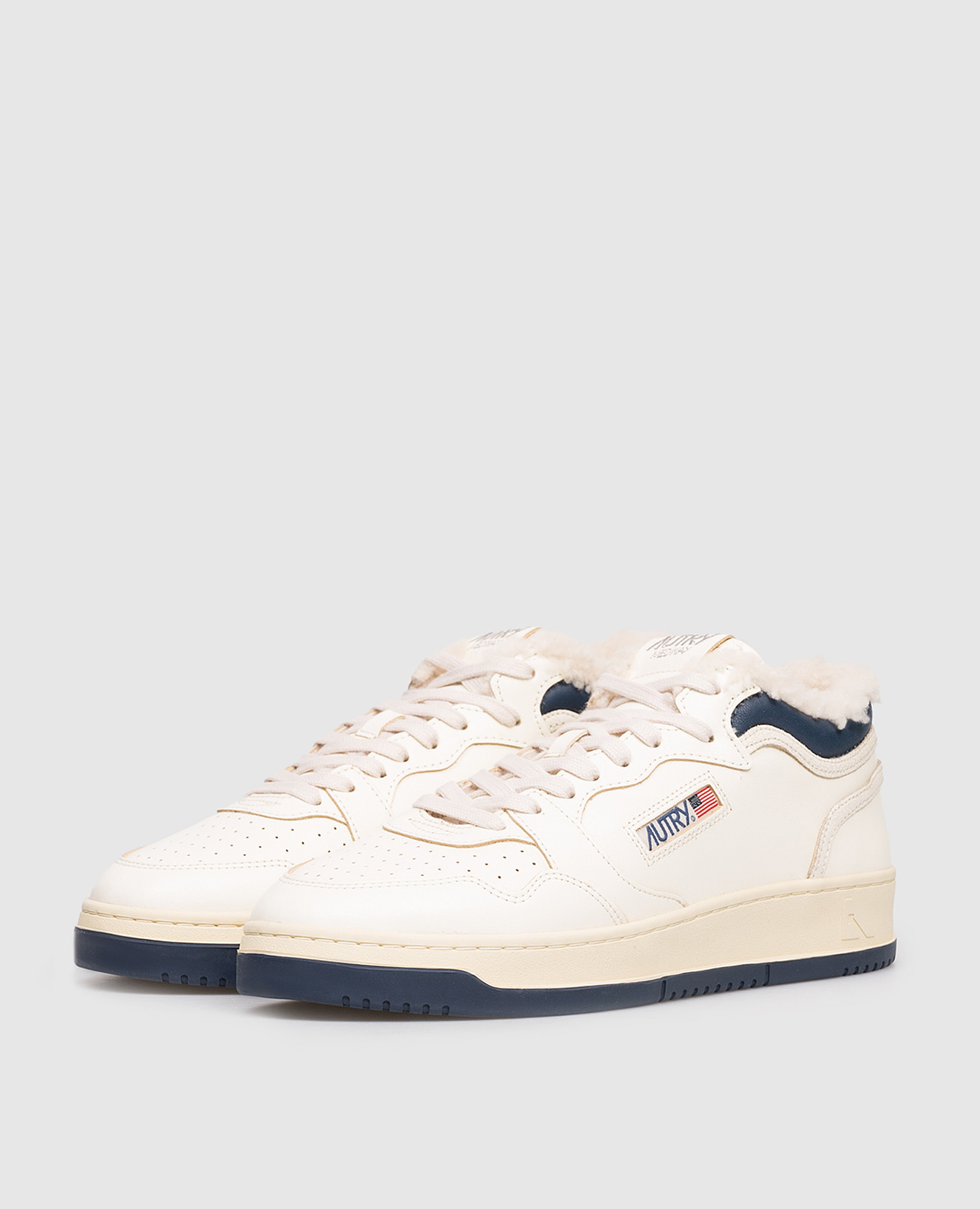 

MED-WAY white leather sneakers with fur AUTRY