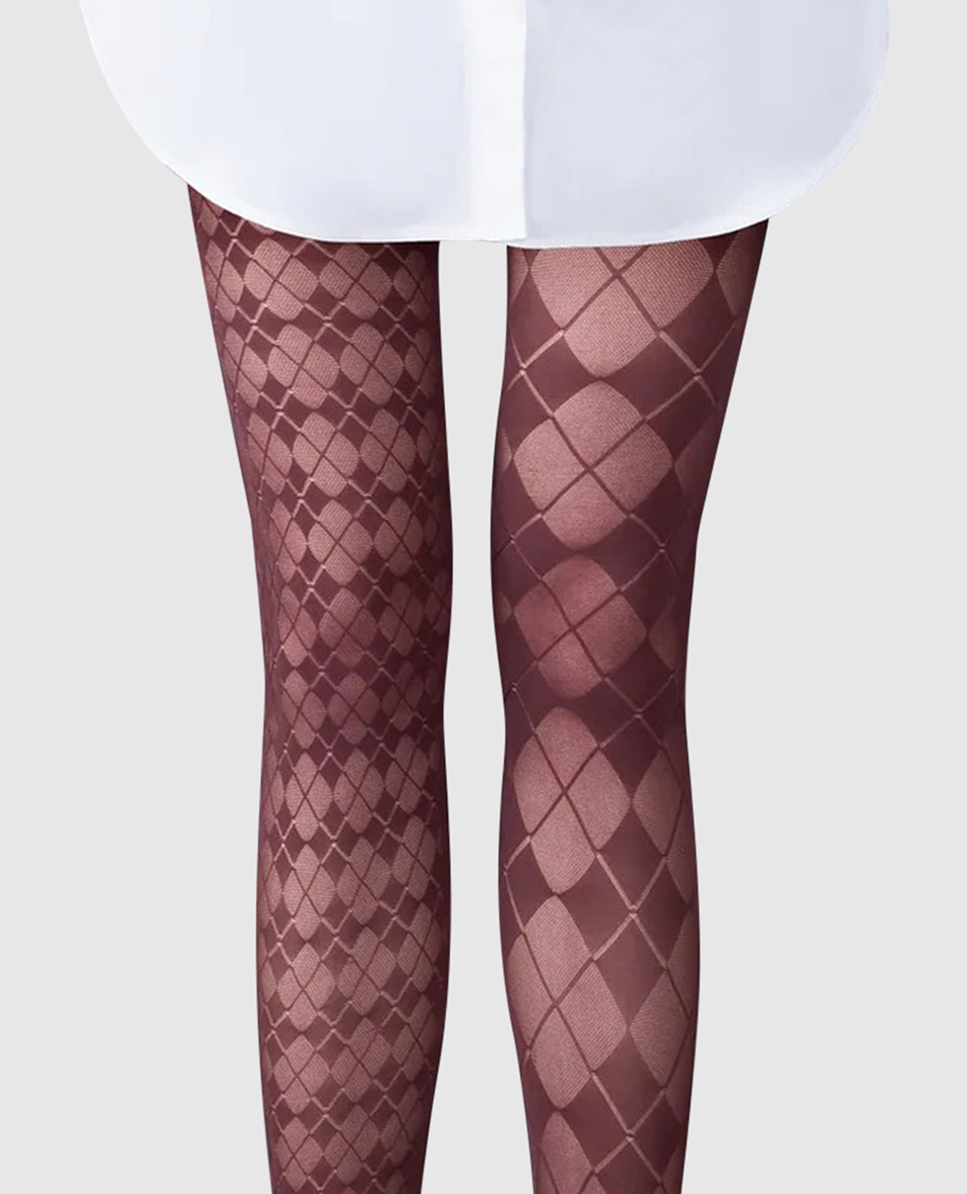 Burgundy tights with geometric pattern Thom Browne