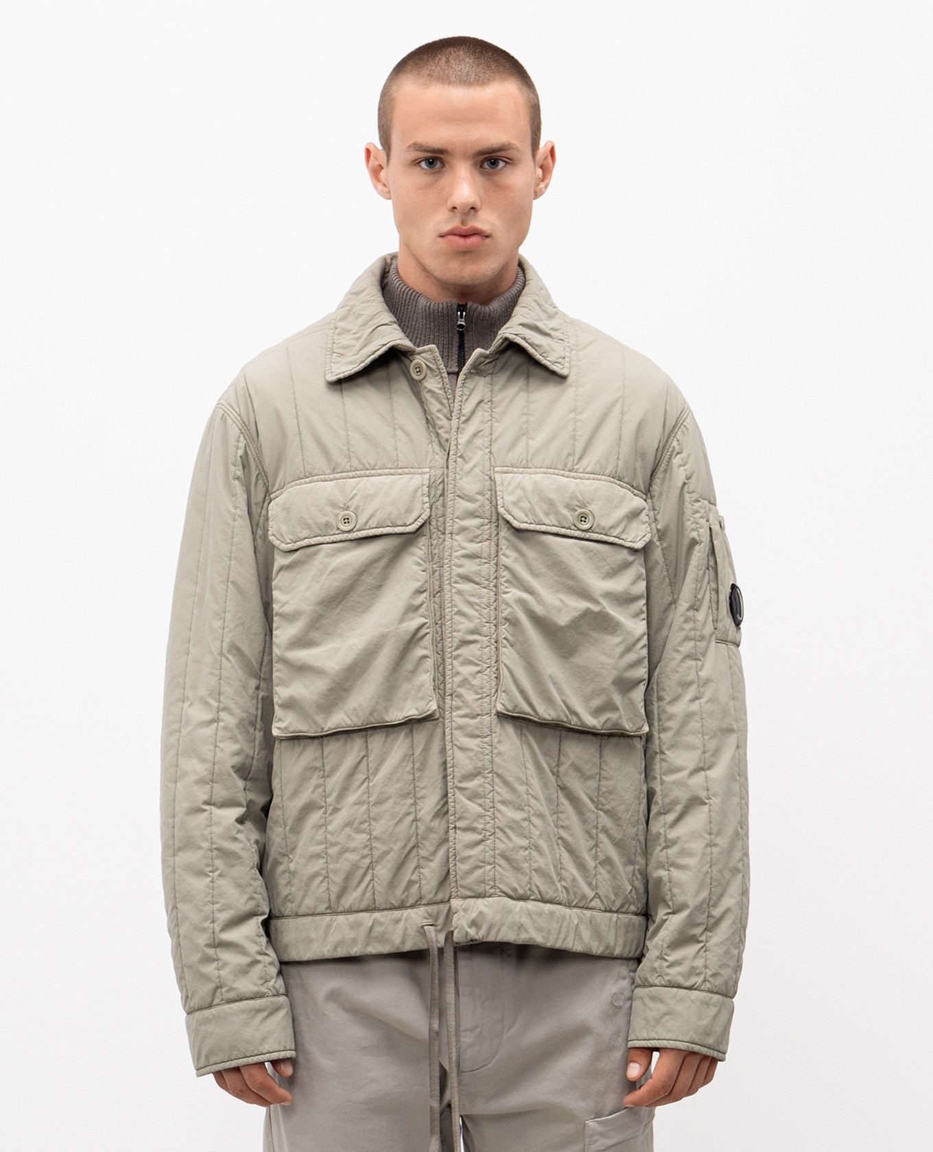 

Khaki jacket with logo patch C.P. Company