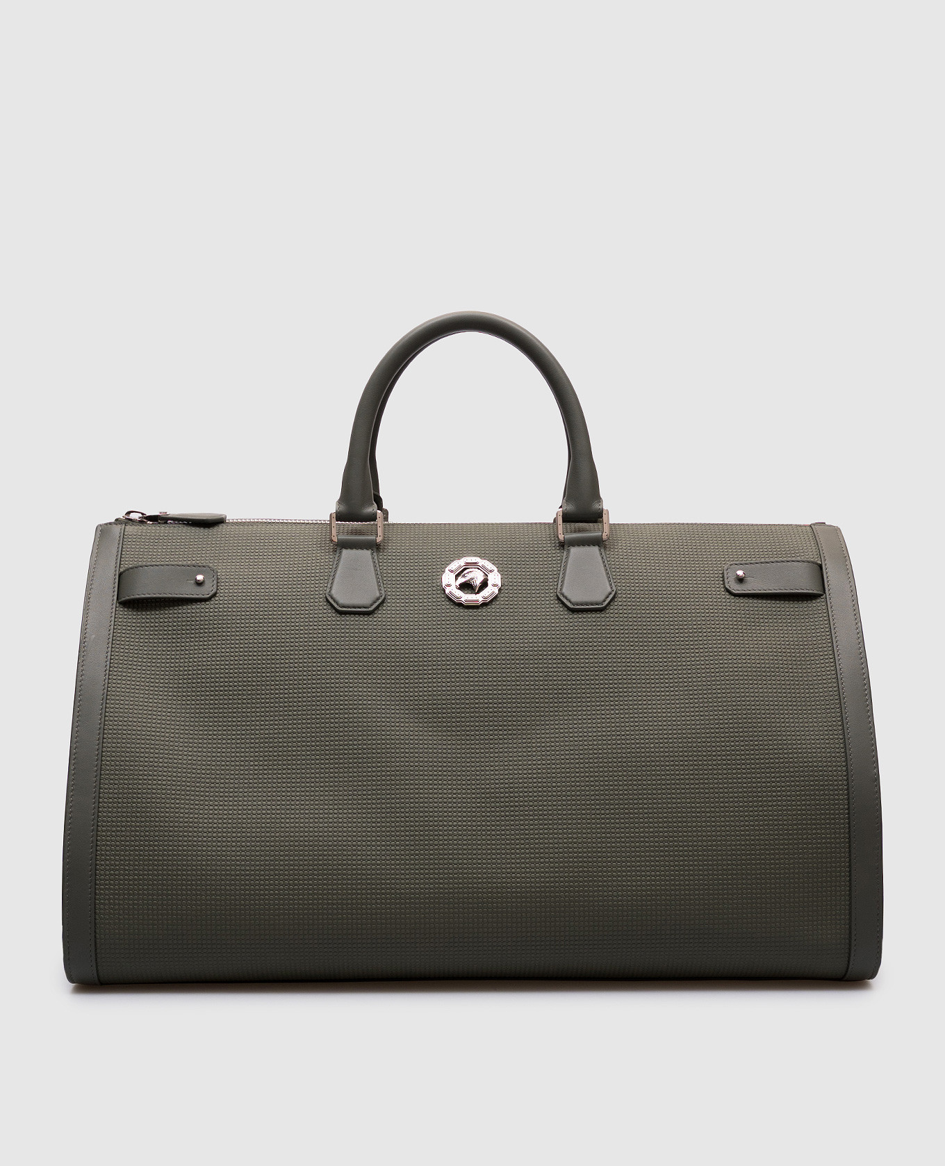 

Green leather travel bag with palladium-plated emblem Stefano Ricci