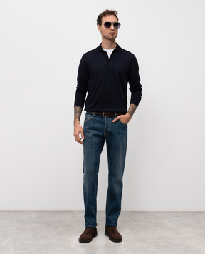 Sease Blue wool polo shirt WP032XG004