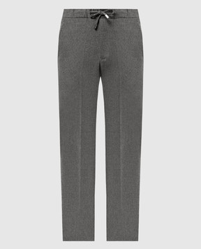 Enrico Mandelli Gray wool trousers with logo engraving GYMP025435