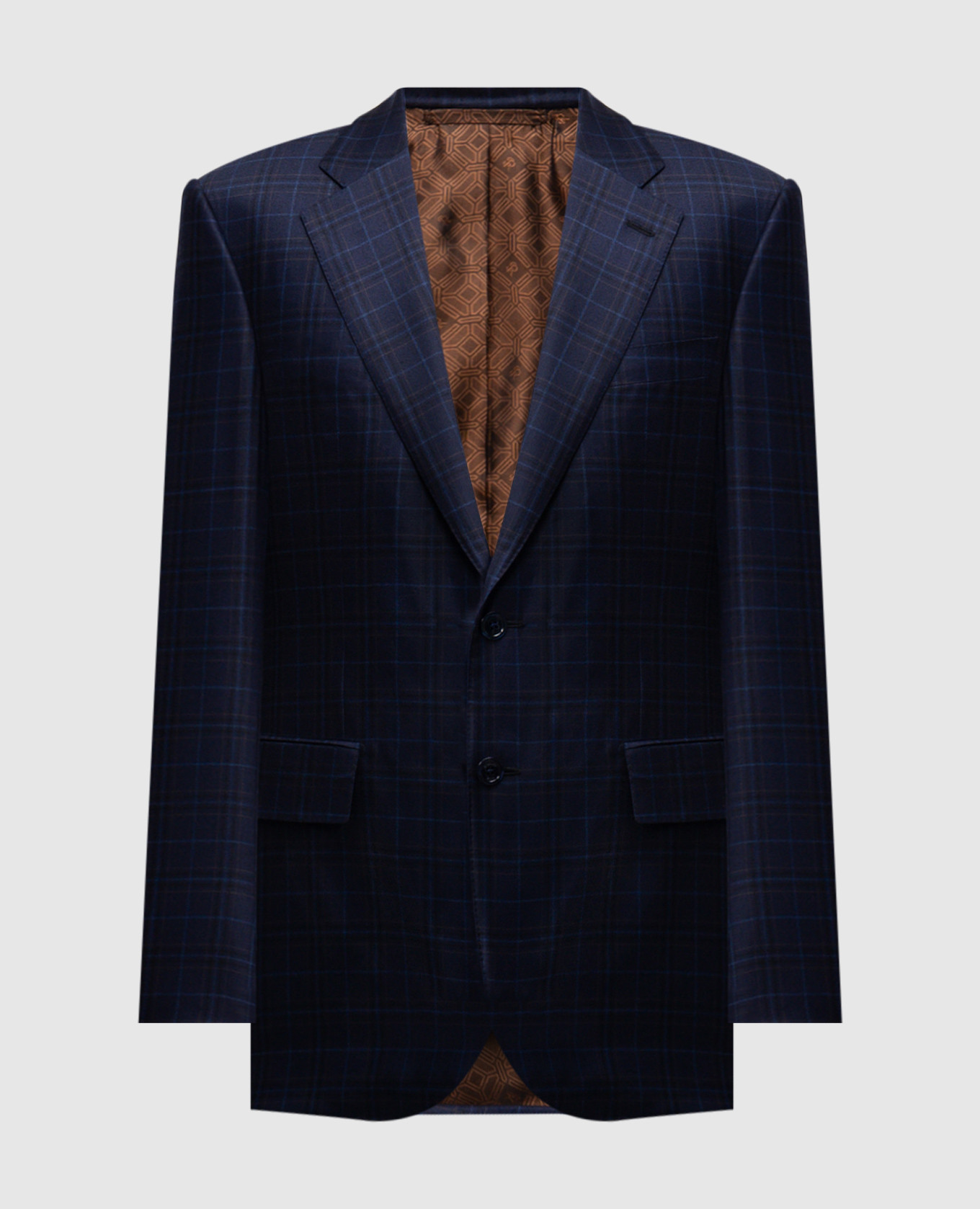 Blue checked wool jacket Stefano Ricci
