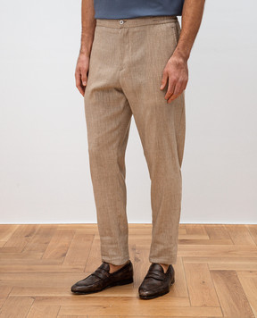 Marco Pescarolo Beige cashmere and linen pants CHIAIAM5146